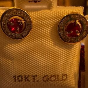 10k Gold and Red Stud Earrings or green stamped and tested 85$ each! Lmk what 1?